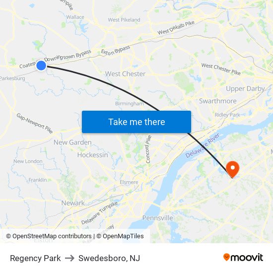 Regency Park to Swedesboro, NJ map