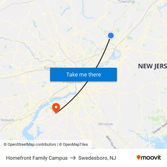 Homefront Family Campus to Swedesboro, NJ map
