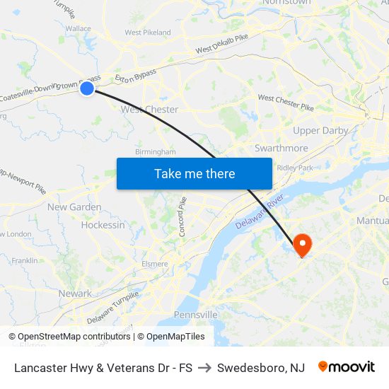 Lancaster Hwy & Veterans Dr - FS to Swedesboro, NJ map