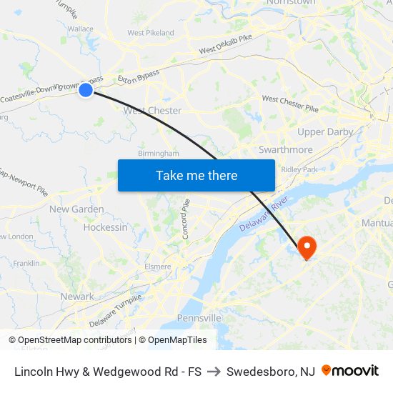 Lincoln Hwy & Wedgewood Rd - FS to Swedesboro, NJ map