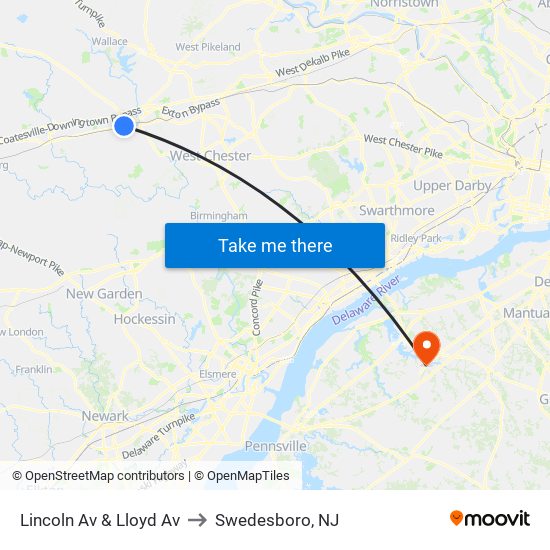 Lincoln Av & Lloyd Av to Swedesboro, NJ map