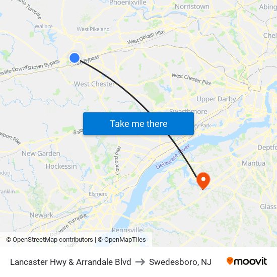 Lancaster Hwy & Arrandale Blvd to Swedesboro, NJ map