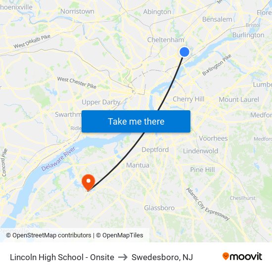 Lincoln High School - Onsite to Swedesboro, NJ map