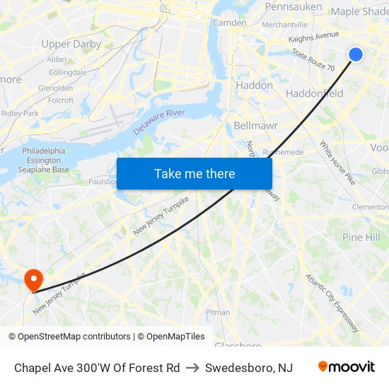 Chapel Ave 300'W Of Forest Rd to Swedesboro, NJ map