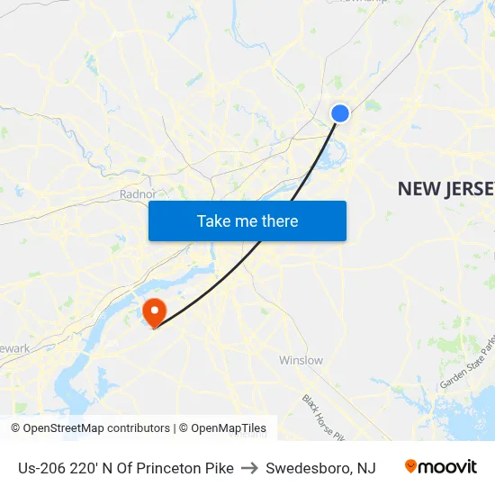 Us-206 220' N Of Princeton Pike to Swedesboro, NJ map