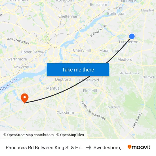 Rancocas Rd Between King St & High St to Swedesboro, NJ map
