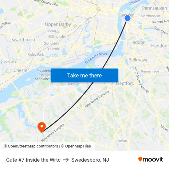 Gate #7 Inside the Wrtc to Swedesboro, NJ map
