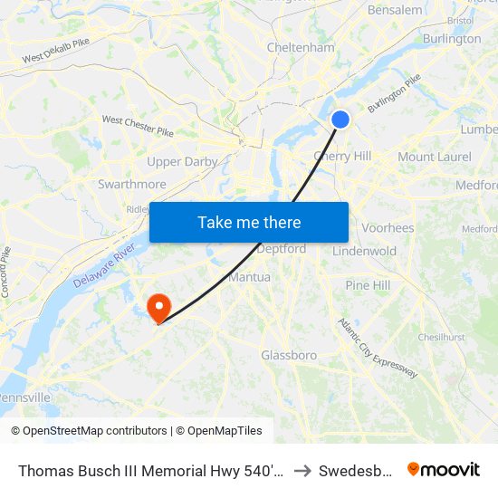 Thomas Busch III Memorial Hwy 540'N Of National H# to Swedesboro, NJ map
