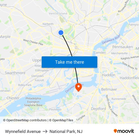 Wynnefield Avenue to National Park, NJ map