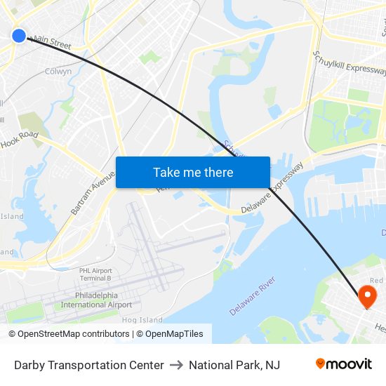 Darby Transportation Center to National Park, NJ map