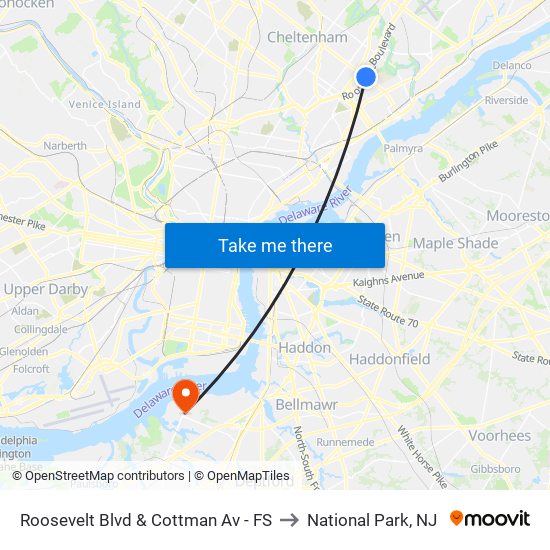 Roosevelt Blvd & Cottman Av - FS to National Park, NJ map