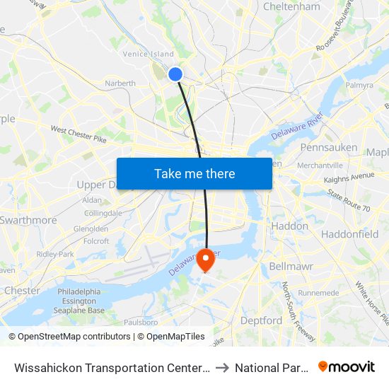 Wissahickon Transportation Center - Onsite to National Park, NJ map