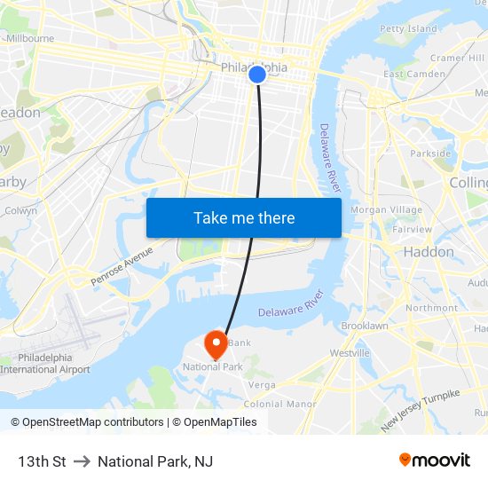 13th St to National Park, NJ map