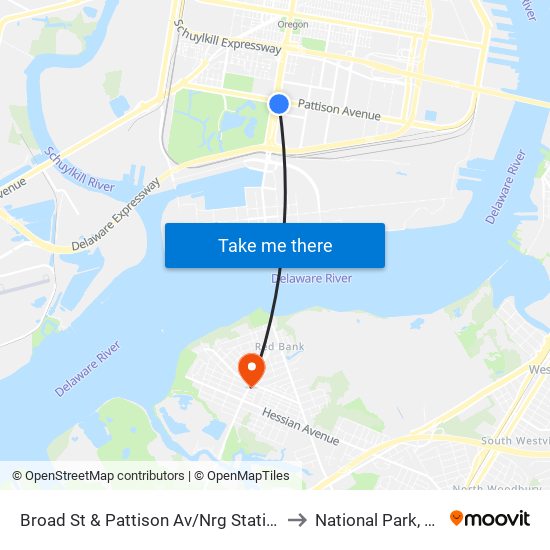 Broad St & Pattison Av/Nrg Station to National Park, NJ map