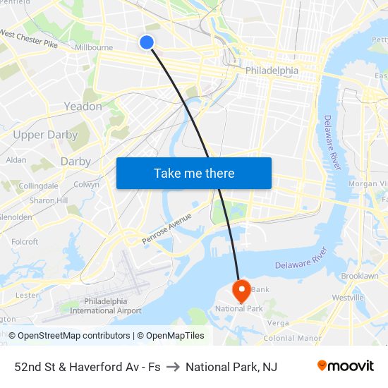 52nd St & Haverford Av - Fs to National Park, NJ map