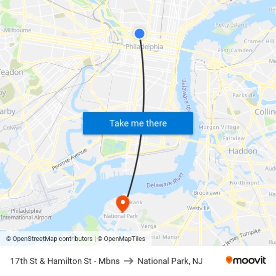 17th St & Hamilton St - Mbns to National Park, NJ map