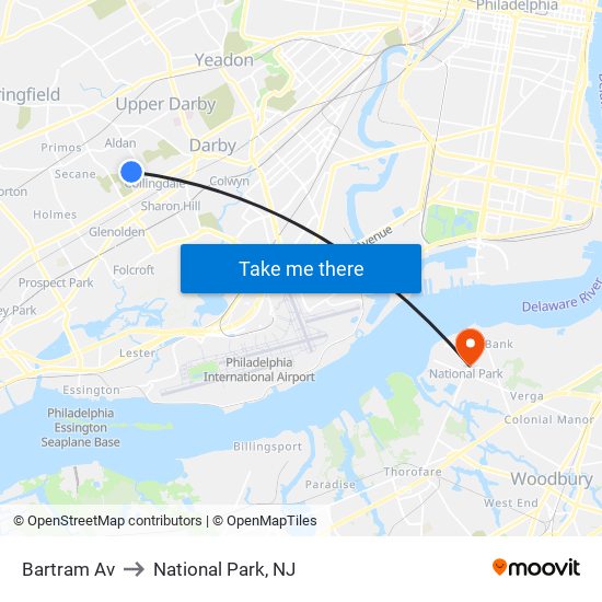 Bartram Av to National Park, NJ map