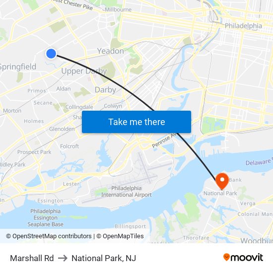 Marshall Rd to National Park, NJ map