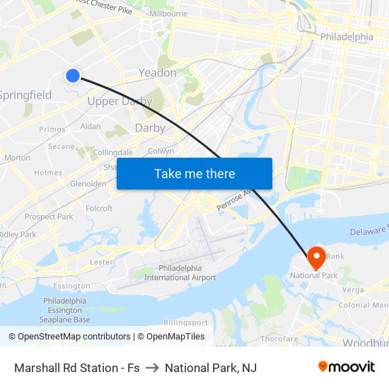 Marshall Rd Station - Fs to National Park, NJ map