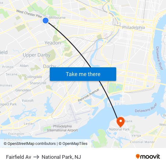 Fairfield Av to National Park, NJ map