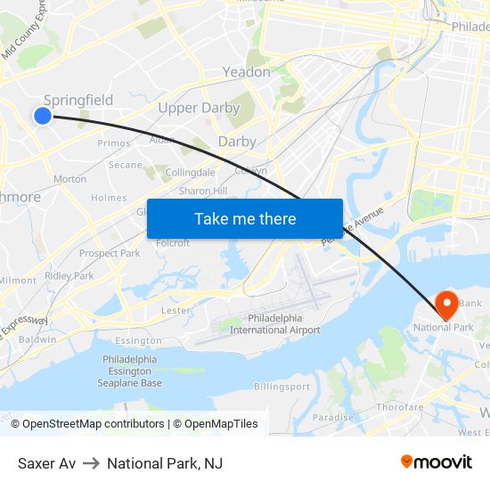 Saxer Av to National Park, NJ map