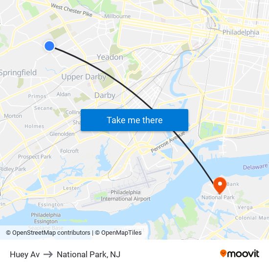 Huey Av to National Park, NJ map