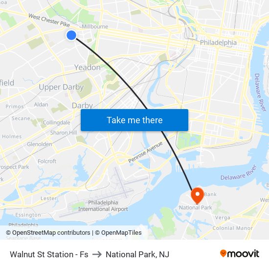 Walnut St Station - Fs to National Park, NJ map