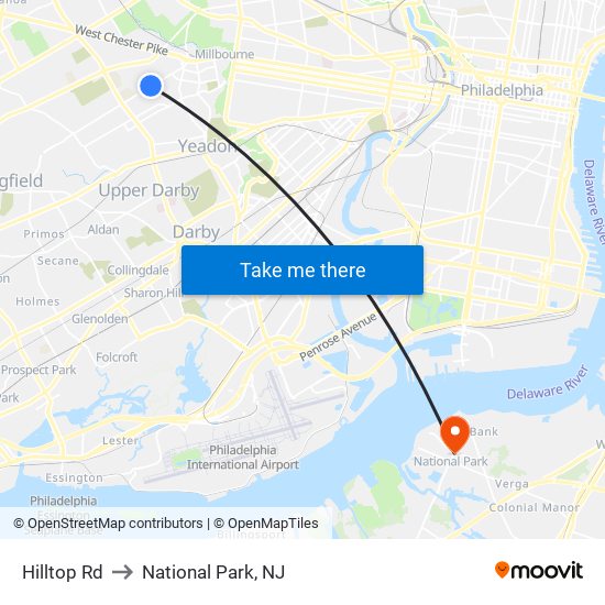 Hilltop Rd to National Park, NJ map