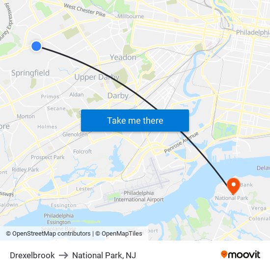 Drexelbrook to National Park, NJ map