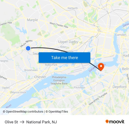 Olive St to National Park, NJ map