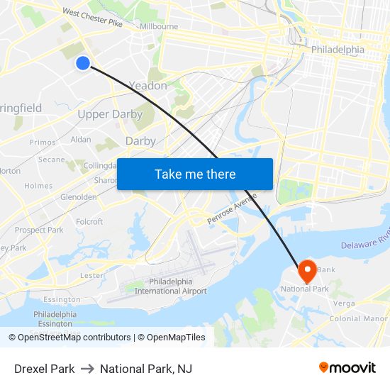 Drexel Park to National Park, NJ map