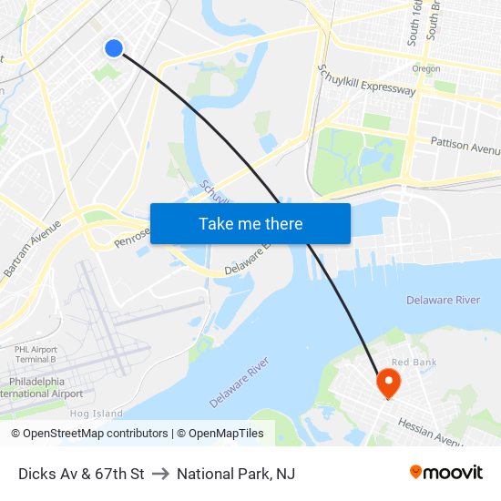 Dicks Av & 67th St to National Park, NJ map