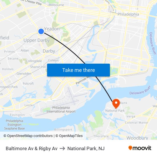 Baltimore Av & Rigby Av to National Park, NJ map