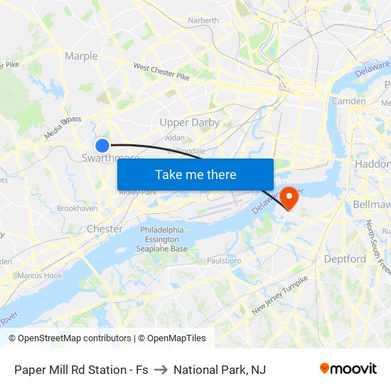 Paper Mill Rd Station - Fs to National Park, NJ map