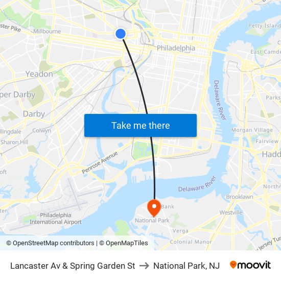 Lancaster Av & Spring Garden St to National Park, NJ map