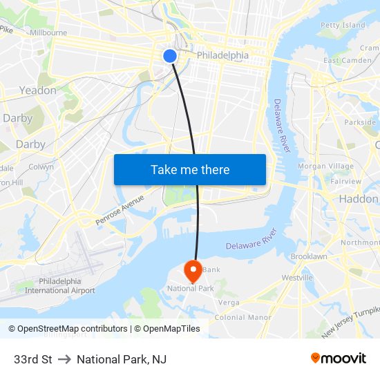33rd St to National Park, NJ map
