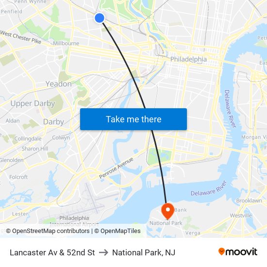 Lancaster Av & 52nd St to National Park, NJ map