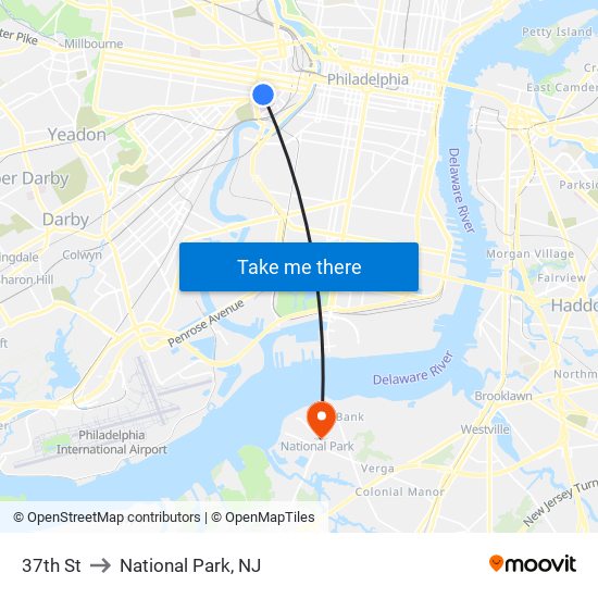37th St to National Park, NJ map