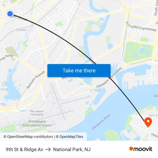 9th St & Ridge Av to National Park, NJ map