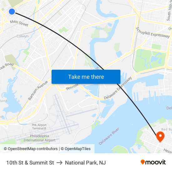 10th St & Summit St to National Park, NJ map