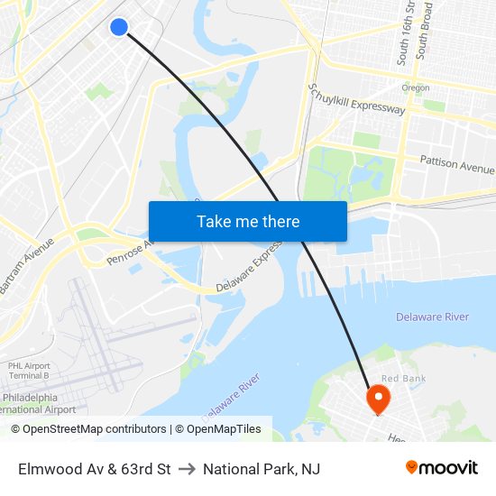 Elmwood Av & 63rd St to National Park, NJ map