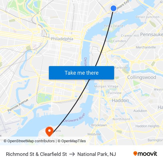 Richmond St & Clearfield St to National Park, NJ map