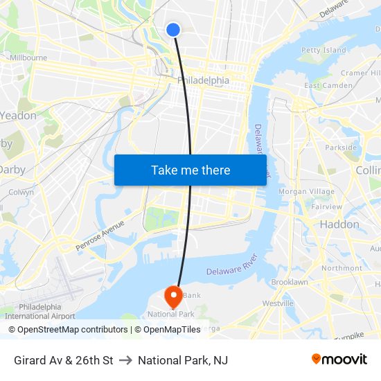 Girard Av & 26th St to National Park, NJ map