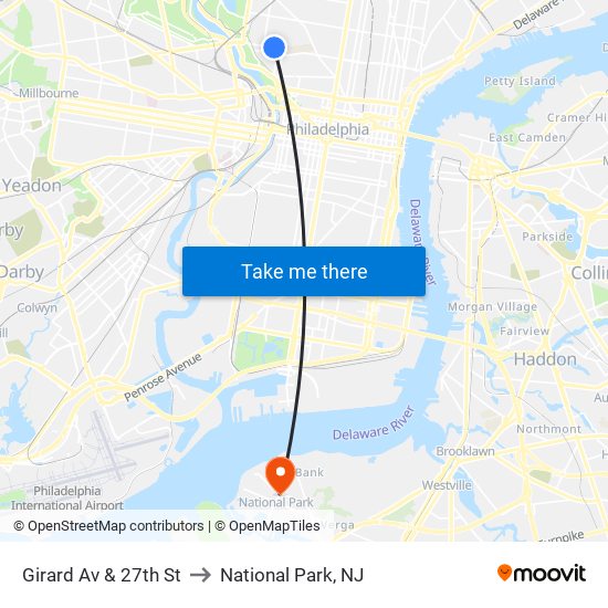 Girard Av & 27th St to National Park, NJ map