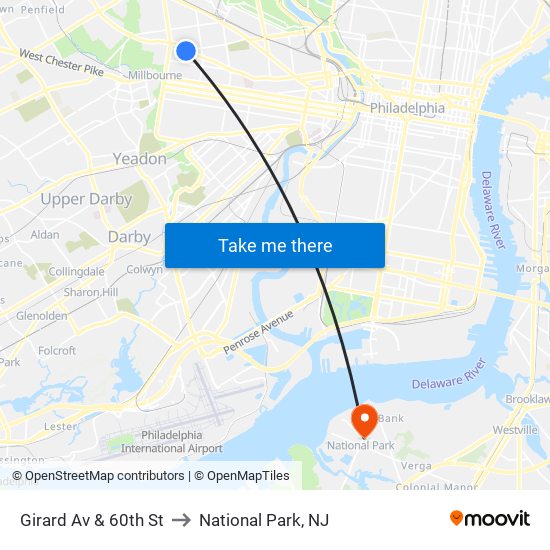 Girard Av & 60th St to National Park, NJ map