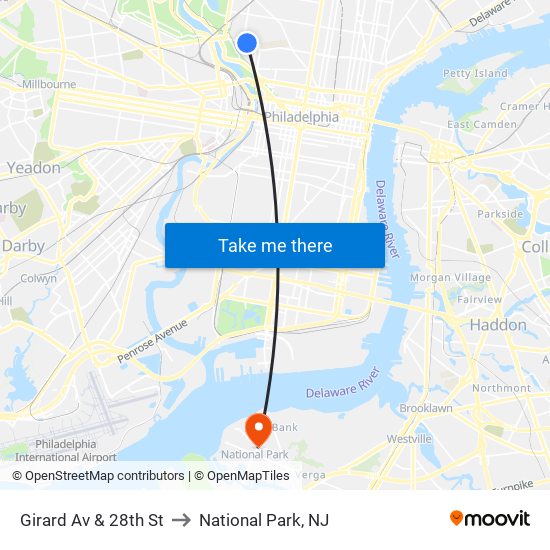 Girard Av & 28th St to National Park, NJ map