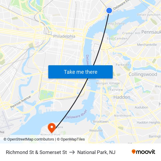 Richmond St & Somerset St to National Park, NJ map