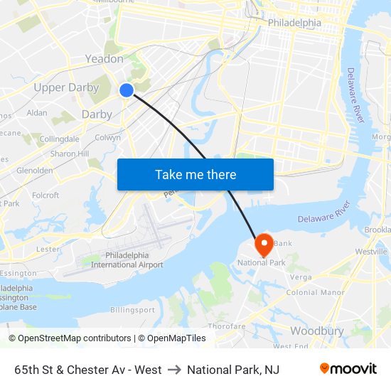 65th St & Chester Av - West to National Park, NJ map