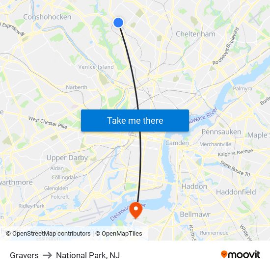 Gravers to National Park, NJ map