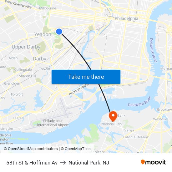 58th St & Hoffman Av to National Park, NJ map
